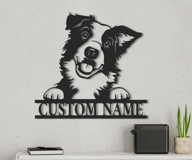 Border Collie Metal Sign, Personalized Dog Wall Art, Dog Memorial Gift, Pet Lover, Custom Dog Name Sign, Dog House Decor, Border Collie Wall Decor