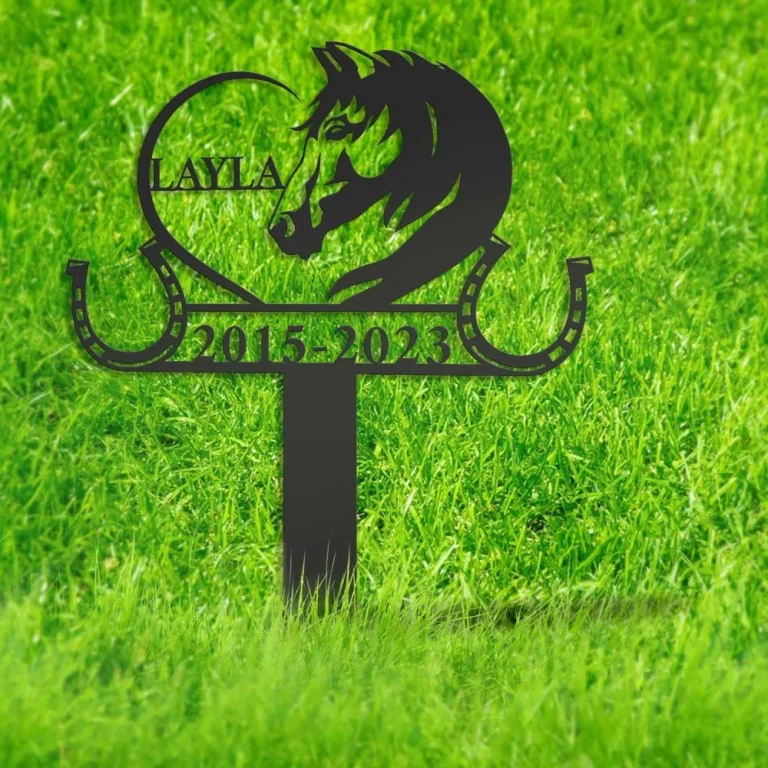 Custom Horse Memorial Stake, Metal Horse Grave Marker, Remembrance Stake, Horseshoes, Metal Horse Garden Stake, Horse Loss, Horse Memorial