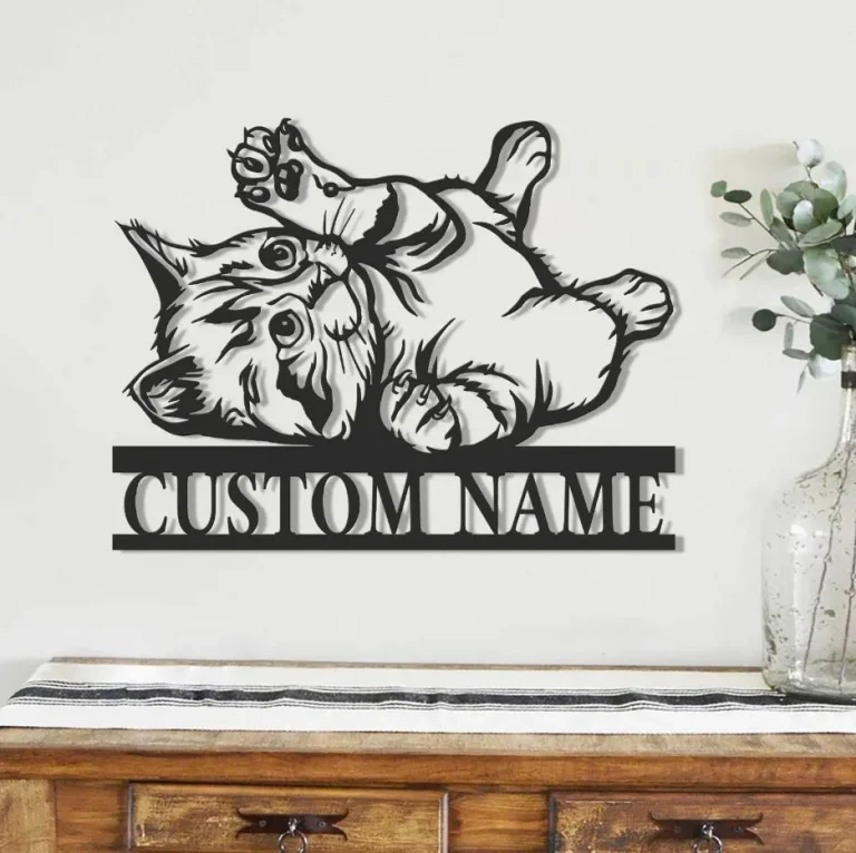 Custom Cat Metal Sign, Cat Wall Art, Indoor Decor, Room Decoration, Personalized Cat Name Sign, Pet Lover Gift, Cat's Mom Sign, Cat Wall Decor