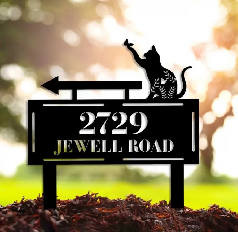 Custom Lawn Address Metal Sign, Lawn Mounted Metal Address Stake, Personalized Address Yard Sign, Garden House Number Sign, Housewarming Gift