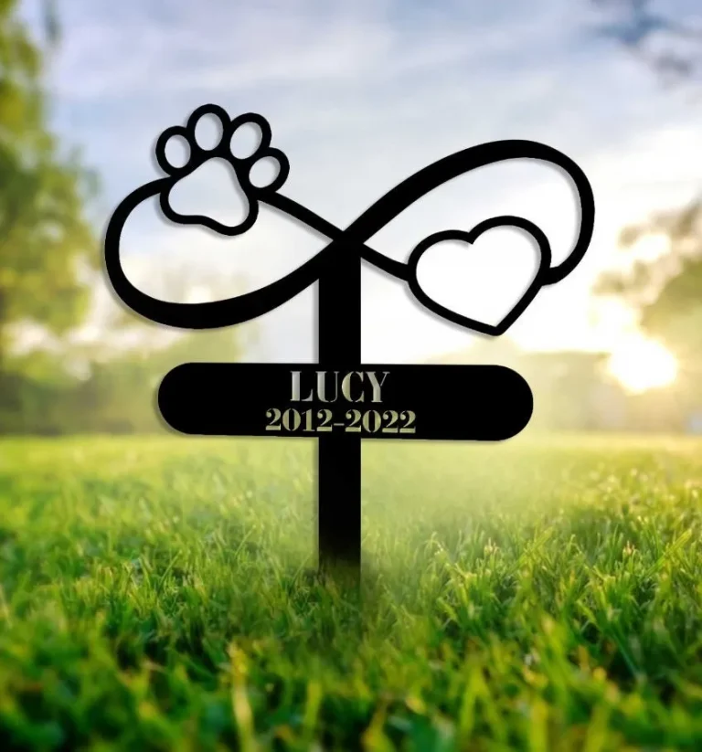 Custom Infinity Dog Memorial Stake With Heart And Paw, Metal Dog Garden Stake, Personalized Dog Name Yard Stake, Metal Dog Memorial Marke