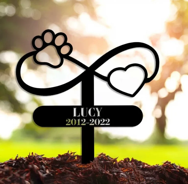 Custom Infinity Dog Memorial Stake With Heart And Paw, Metal Dog Garden Stake, Personalized Dog Name Yard Stake, Metal Dog Memorial Marke