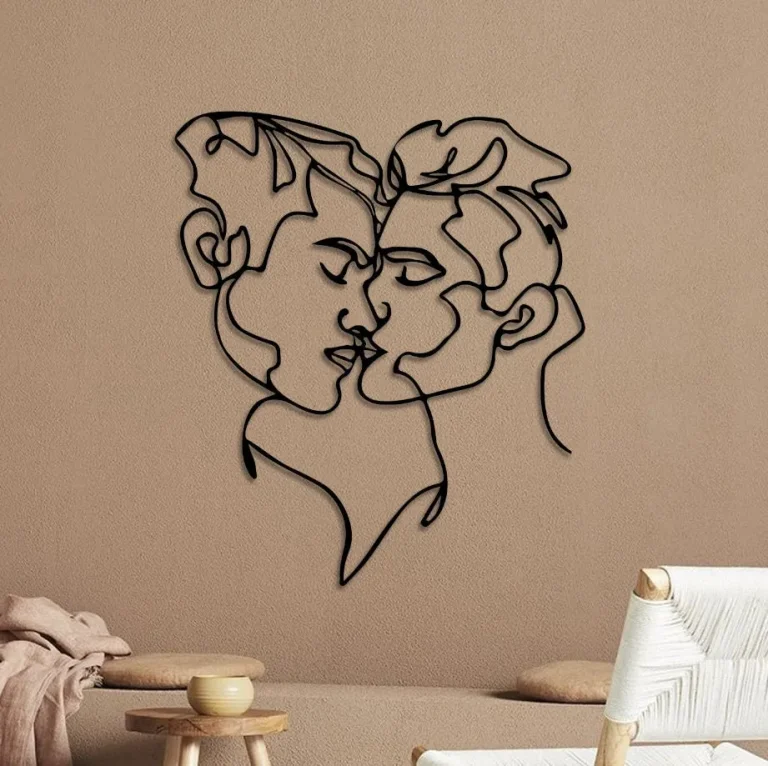 Lgbt Gay Couple Art, Gay Couple Wall Art, Interior Design, Kissing Gay Couple Metal Wall Decor, Lgbtq Minimalist Line Art, Gay Couple Gift