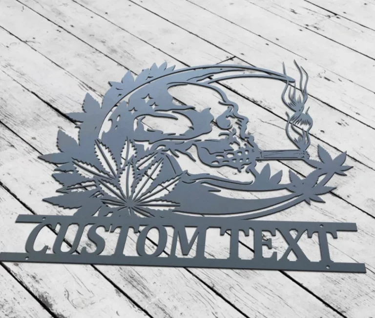 Skull Smoking Weed Metal Wall Art, Marijuana Skull Sign Decor, Moon Skull Sign, Custom Cannabis Sign Gift For Him, Birthday Gift Skull Decor
