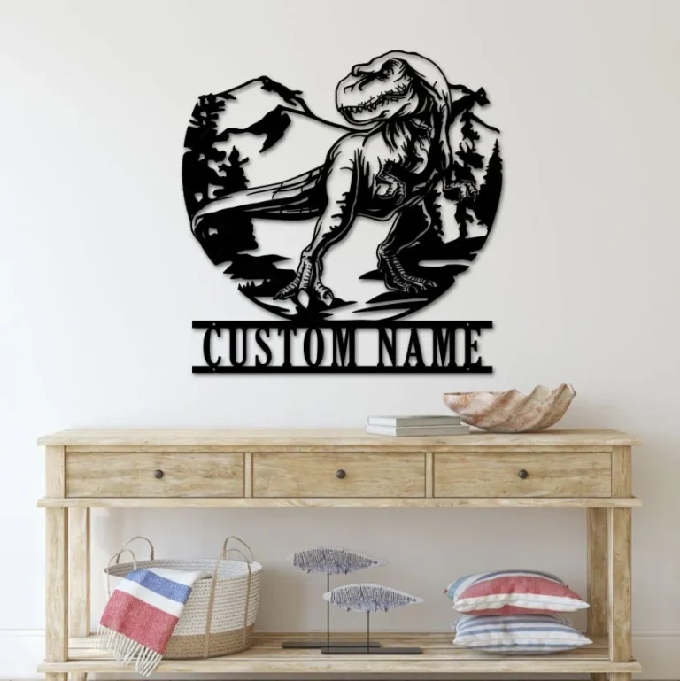 Custom Dinosaur Metal Sign, Dinosaur Wall Art, Dinosaur Decor, Dinosaur Sign, Gift For Son, T-rex Decor, Jurassic Name Sign, Birthday Gift