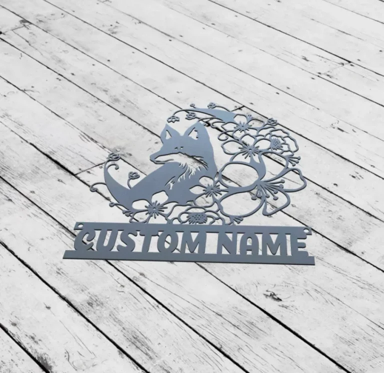 Floral Fox Metal Wall Art, Fox Metal Sign, Wildlife Metal Sign, Fox Collection, Fox Lover Gift Animal Lover Gift Fox Wall Hangings Home Decor