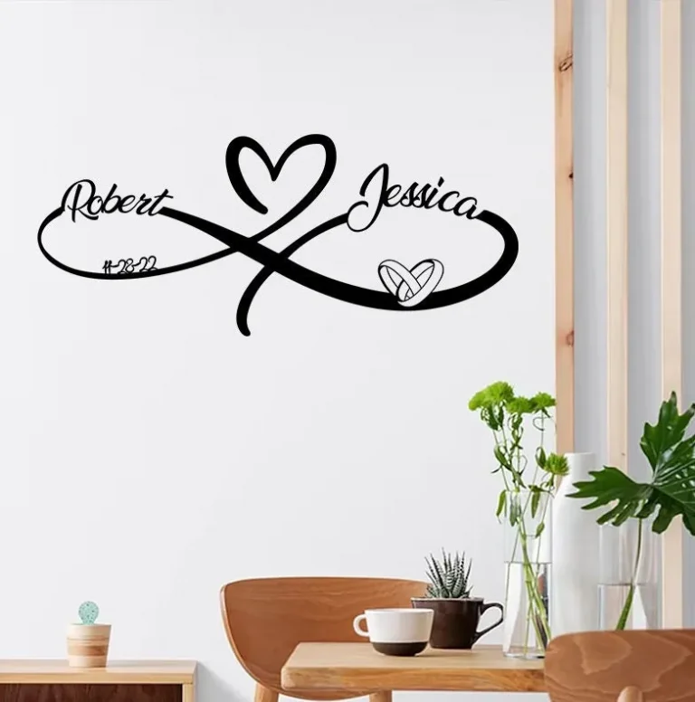 Personalized Wedding Gift For Couple, Infinity Sign With Names And Date, Anniversary Gift, Wedding Date Sign, Engagement Announcement Sign