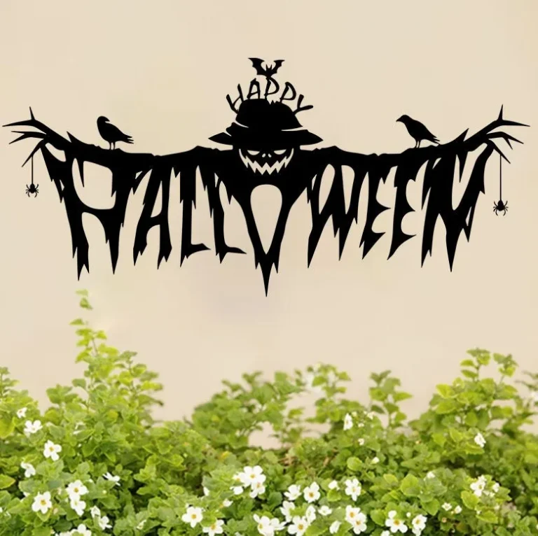 Halloween Scary Bats Wall Decor, Outdoor Entrance Decor For Halloween, Happy Halloween Metal Led Light Sign, Halloween Wall Sign, Halloween Gift