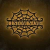 Custom Halloween Spider Metal Wall Art Led Light Personalized Creepy Spider Web Name Sign Decoration Ideal For Home Decor Halloween Art