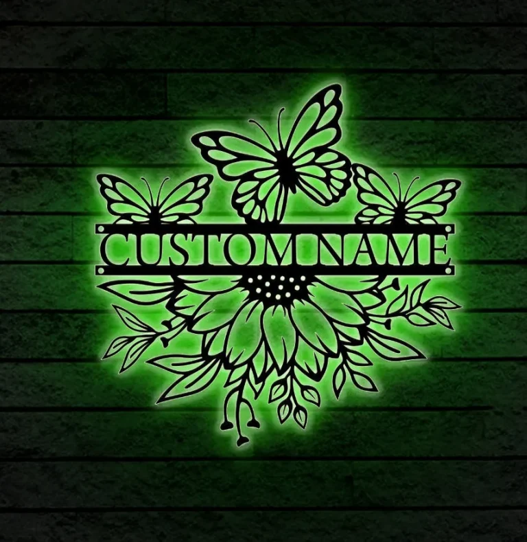 Personalized Garden Sign, Custom Butterfly Garden Sign With Led Lights, Butterfly With Sunflowers Garden Sign, Garden Decor, Garden Gift