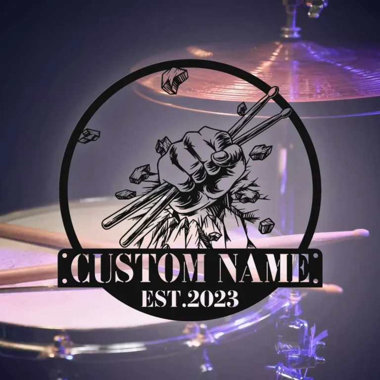 Custom Drummer Metal Sign, Drumsticks Metal Wall Art, Personalized Drummer Name Metal Signs, Drumming Music Club Decor, Drummer Gift, Music