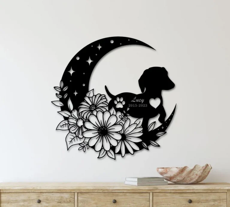 Dog Flower Memorial Wall Art, Memorial Dog Gift, Mothers Birthday Gifts, Dog Mom, Loss Of Pet Sympathy Gift, Dog Lovers Gift, Dog Suncatcher