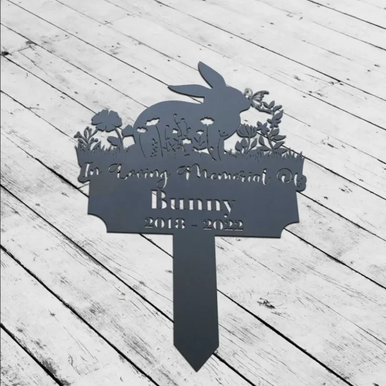 Bunny Memorial Stake, Pet Rabbit Memorial, Metal Pet Stake Bunny, Rabbit Loss, Grave Marker, Sympathy Plaque, Bunny Lost, Bunny Lover