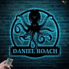 Personalized Octopus Metal Sign With Led Lights, Custom Octopus Metal Sign, Octopus Gifts Funny, Hobbies Led Light, Animal Lover Gift