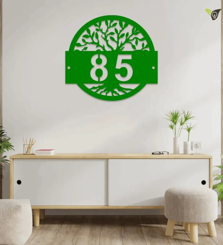 Custom Metal Address Metal Sign, Metal House Numbers, Metal Address Plaque, Front Porch Sign, Tree Of Life Address Metal Sign Led Lights