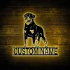 Custom Lazy Rottweiler Metal Wall Art Led Lights Personalized Dog Lover Name Sign Lazy Rottweiler Lover Gift Ideal For Home Decor & Gift