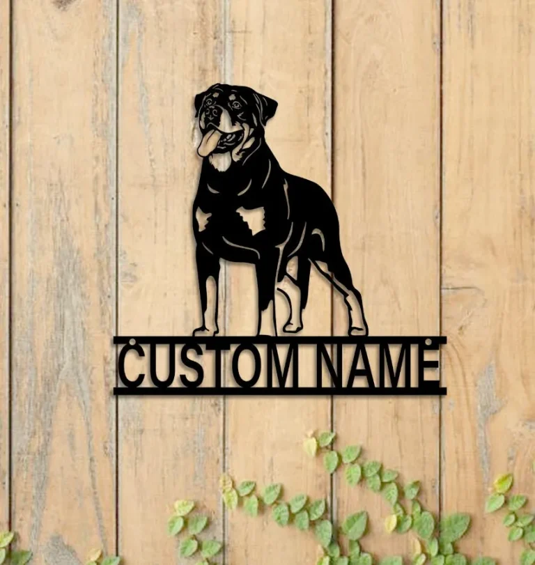 Custom Lazy Rottweiler Metal Wall Art Led Lights Personalized Dog Lover Name Sign Lazy Rottweiler Lover Gift Ideal For Home Decor & Gift