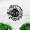 Custom Sunflower Monogram Metal Wall Art, Sunflower Home Decor, Sunflower Metal Sign, Personalized Sunflower Farmhouse Name Metal Wall Decor