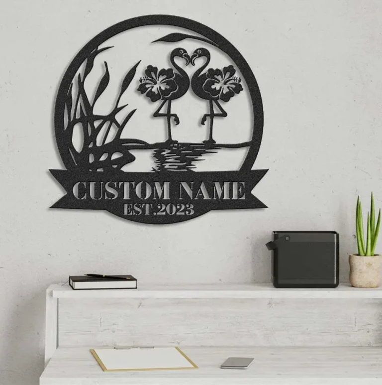 Custom Name Couple Flamingo Metal Sign, Personalized Flamingos Name Sign, Wedding Gift, Metal Flamingos Sign, Birthday Gift, Wedding Sign