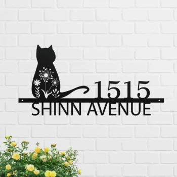 Custom Cat House Number Sign Custom Address Number Marker House Numbers Sign Address Sign Metal Address Plaque Outdoor Decor