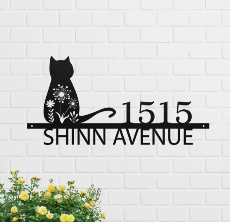 Custom Cat House Number Sign Custom Address Number Marker House Numbers Sign Address Sign Metal Address Plaque Outdoor Decor
