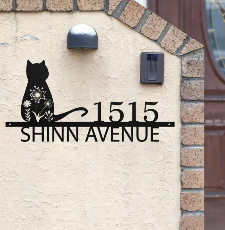 Custom Cat House Number Sign Custom Address Number Marker House Numbers Sign Address Sign Metal Address Plaque Outdoor Decor