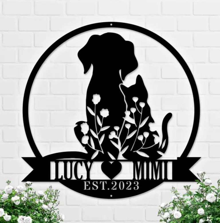 Cat & Dog Heart Metal Wall Art Decor, Metal Wall Art, Housewarming Gift, Metal Sign, Pet Gift, Home Decoration, Cat Art, Cat Owner Gift