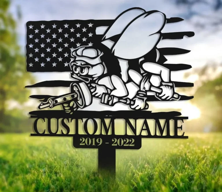 Personalized Navy Seabees Memorial Stake, Military Veteran Us Stake, Metal Stake, Sympathy Sign, Grave Marker, Navy Seabee, Garden Decor, Us