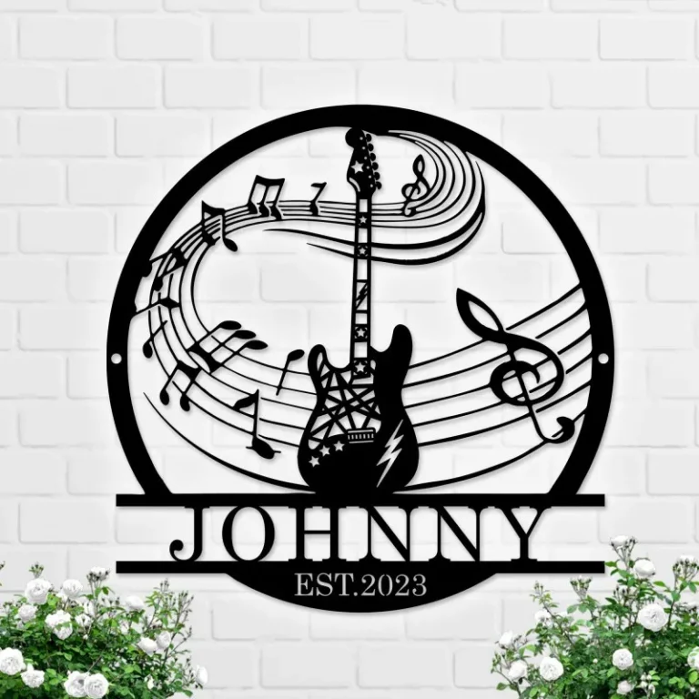 Guitar Metal Wall Art, Guitar Signs, Guitar Wall Hanging For Music Room Decor, Custom Guitar Metal Sign, Guitar Studio Name Wall Decor, Guitar