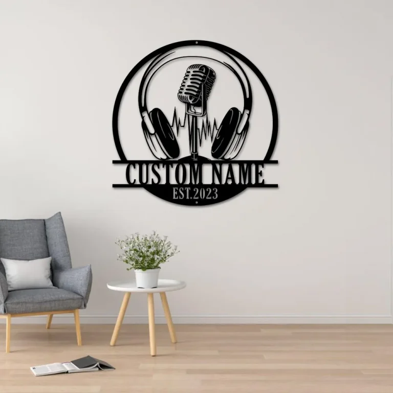 Microphone Metal Sign, Custom Microphone Metal Signs, Musical Instrument Metal Wall Decor, Micro Wall Hanging For Decoration, Gift For Him