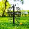 Memorial Cross Stake Personalized, Metal Cross With Angel Wings For Ourdoor, Memorial Cross Stake, Metal Grave Stake, Cemetery Stake, Dad Gift