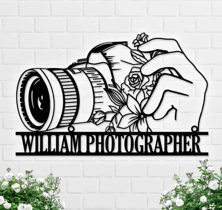 Personalized Camera Metal Wall Art, Camera Metal Sign, Camera Decor, Custom Photographer Metal Sign, Photo Studio Decor, Photography Lovers Gift