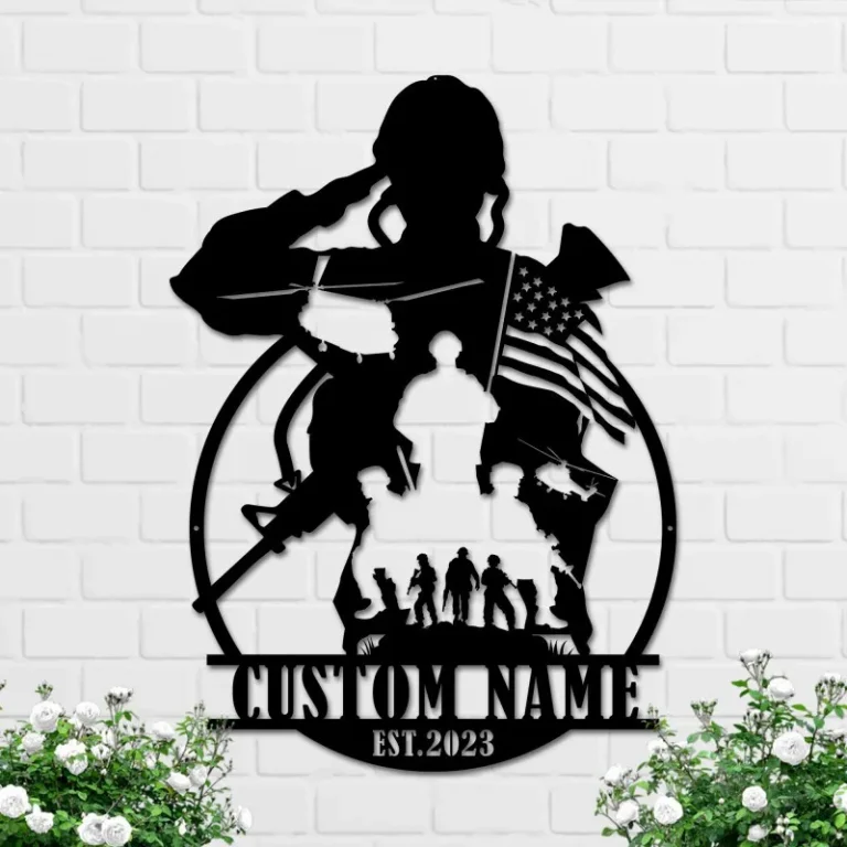 Custom Us Soldier Military Metal Wall Art Personalized American Army Name Sign Home Decor Veteran Patriotic Decor Xmas Gifts Home Decor