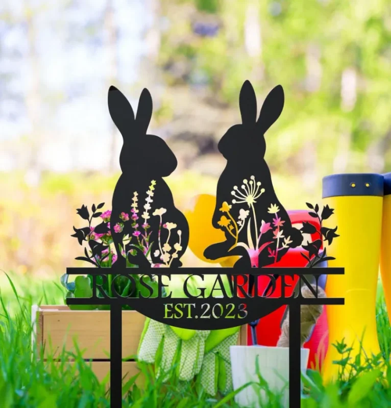 Personalized Rabbit Garden Stake, Remembrance Bunny Stake, Bunny Lover ...