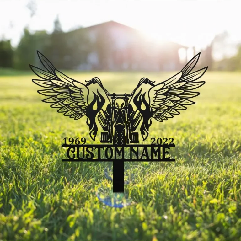 Motocycler Memorial Stake, Biker Memorial Cross For Grave, Riding With Angels, Biker Memorial Garve Maker, Grave Marker Human, Dad Memorial