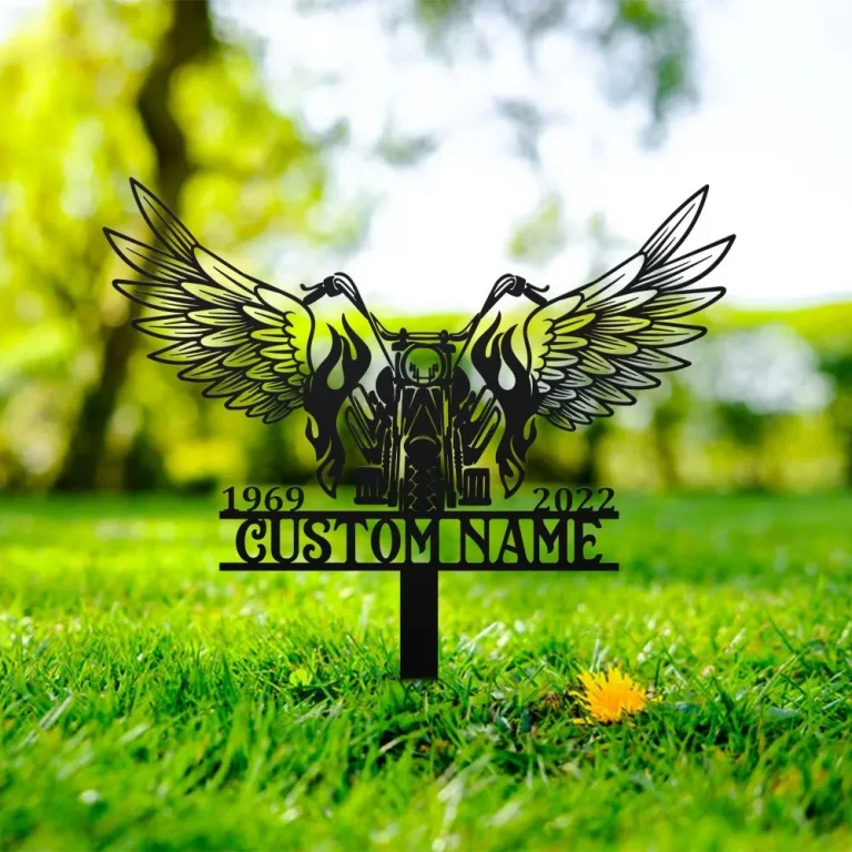 Motocycler Memorial Stake, Biker Memorial Cross For Grave, Riding With Angels, Biker Memorial Garve Maker, Grave Marker Human, Dad Memorial