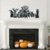 Happy Halloween Metal Wall Art, Raven Halloween Sign, Witches Halloween Decor, Cool Halloween Room Decor, Bat Pumpkin Sign, Halloween Night