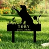 Custom Dog Memorial Metal Sign With Stake, Personalized Dog Memorial, Garden Stake For Loss Of Pet, Spring Butterfly & Flowers Grave Marker