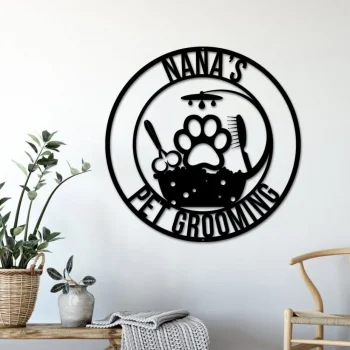 Personalized Pet Grooming Metal Wall Art, Pet Grooming Service, Pet Salon Metal Wall, Pet Groomer Sign, Salon Owner Gift, Pet Salon Decor