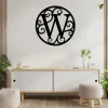 Monogram, Metal Sign With Led Lights, Personalized Gift, Housewarming Gift, Metal Initial Sign, Monogram Circle, Metal Letters Outdoor