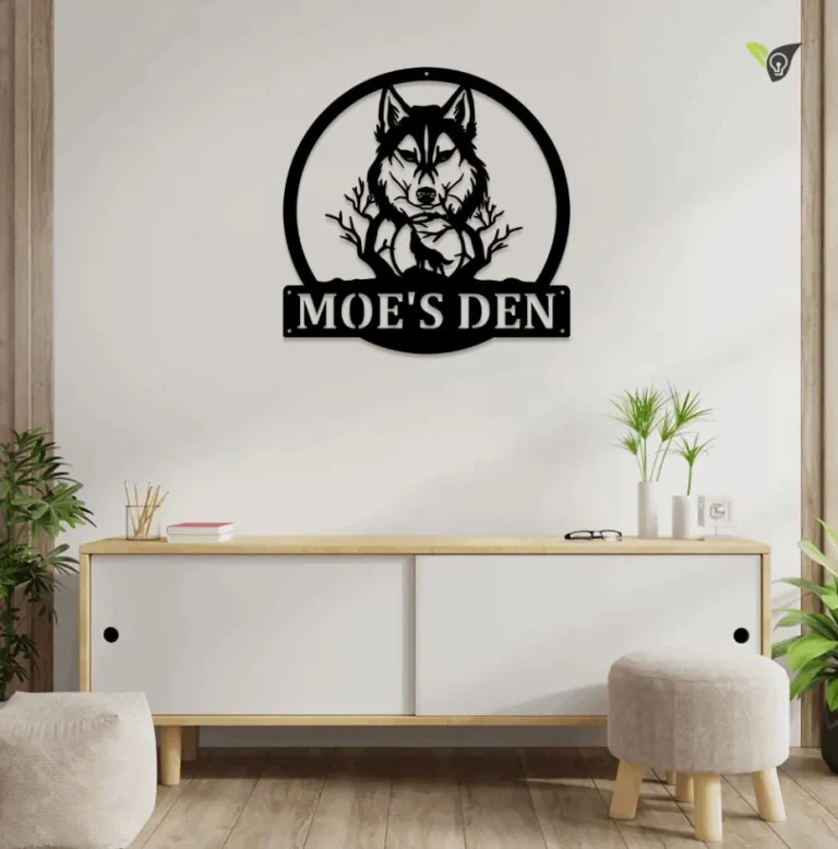 Personalized Wolf Monogram Metal Sign With Led Lights, Custom Wolf Monogram Metal Sign With Led Lights, Wolf Monogram Gifts Funny, Animal Gift