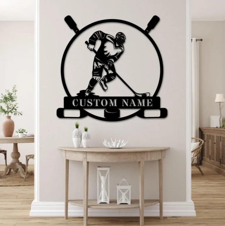 Hockey Player Name Sign, Custom Hockey Metal Sign, Hockey Stick Sign, Gift For Hockey Player, Personalized Hockey Wall Art, Hockey, Ice Hockey