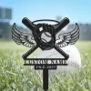 Custom Baseball With Wings Memorial Stake, Baseball Memorial Stake, Grave Baseball Marker, Remembrance Stake, Baseball Sign, Baseball Memorial