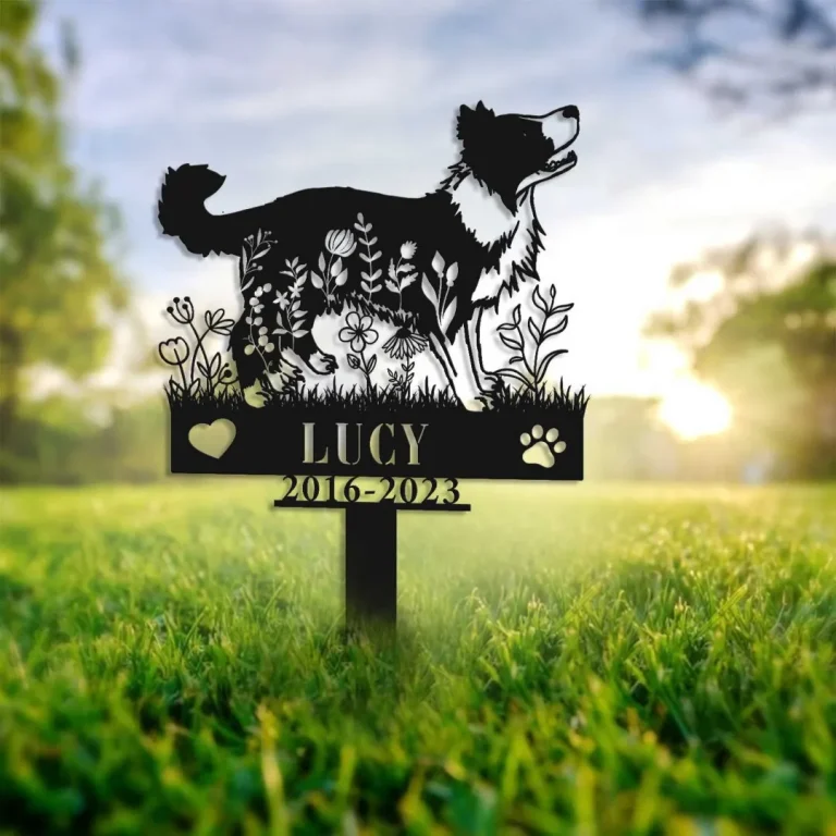 Border Collie Memorial Stake, Dog Memorial Stake, Pet Loss Gift, Sympathy Sign, Remembrance Stake, Pet Grave Markers Sign, Metal Sign Stake