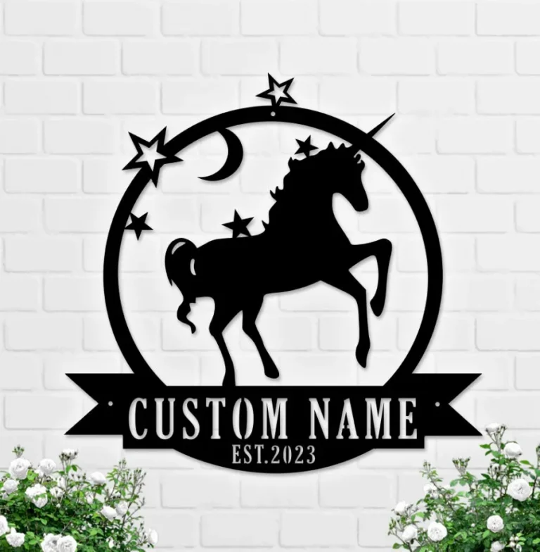 Custom Unicorn Metal Wall Art Led Light, Personalized Unicorn Lover Name Sign Home Decor, Ideal For Home Decor & Gift, Christmas Gift, Birthday