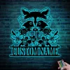 Custom Raccoon Metal Sign With Led Light, Raccoon Gifts, Woodland Animals Home Decor, Raccoon Nursery Decor, Birthday Gift For Kids Wall Art