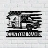 Custom Ems Rescue Squad Truck Driver Flag Metal Wall Art Personalized Emergency Ambulance Paramedics Name Sign Home Decor Truck Driver