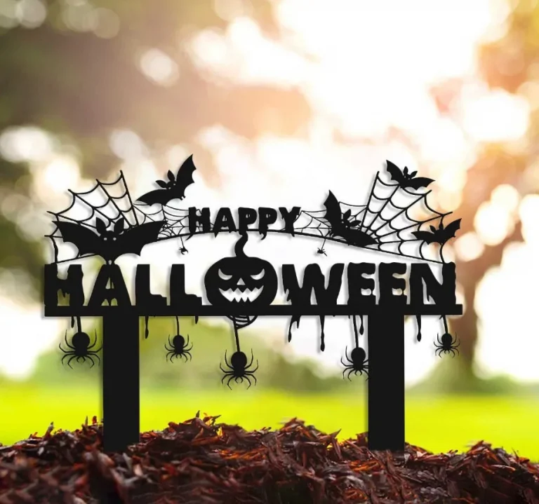 Metal Happy Halloween Driveway Sign With Stakes, Spooky Front Porch Decors, Outdoor Haunted House Decorations, Creepy Pumpkin Lawn Arts