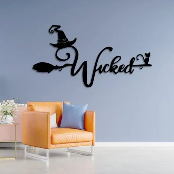 Wicked Witch Metal Wall Art, Happy Halloween, Custom Your Words, Witch Hat Sign, Fall Decoration, Halloween Art, Halloween Decoration