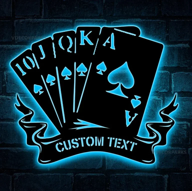 Custom Poker Lighted-up Wall Sign, Poker Gift Wall Decor, Poker Metal Sign With Led Light, Poker Light Wall Decor, Personalized Gifts, Poker Sign